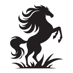 Powerful Black Horse Silhouette – Wild Stallion Vector Art for Logo, Tattoo, and Branding Design