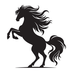 Powerful Black Horse Silhouette – Wild Stallion Vector Art for Logo, Tattoo, and Branding Design
