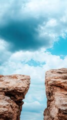 Rock cliff gap under blue sky scenic natural stone formation landscape