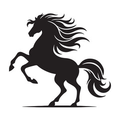 Powerful Black Horse Silhouette – Wild Stallion Vector Art for Logo, Tattoo, and Branding Design