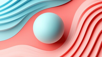 Abstract geometric design with layered curves and a central sphere