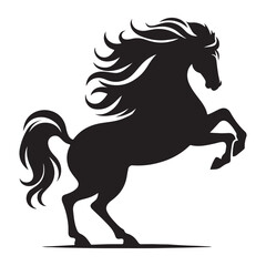 Powerful Black Horse Silhouette – Wild Stallion Vector Art for Logo, Tattoo, and Branding Design