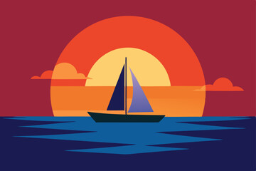 Fototapeta premium Sailing yachts and boats gracefully cruise the summer sea at sunset, their sails catching the golden light on the water's horizon