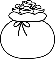 Chinese new year Lucky Money Bag Thick line Vector.
Chinese Money Pocket Black outline art.
Traditional Wealth Pouch Illustration for Lunar New Year.
Transparent background. SVG file.