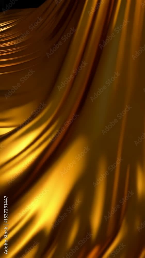 Poster luxurious golden fabric with elegant, smooth waves creating a flowing, shimmering surface for abstra