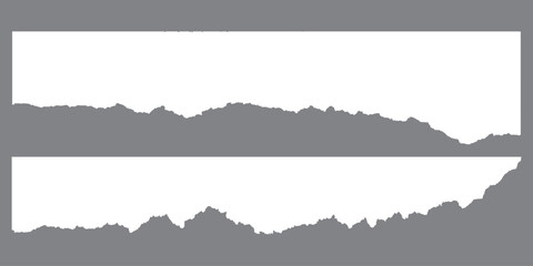 White realistic torn or ripped paper strip collection with grunge edges. Rips paper texture vector art background	