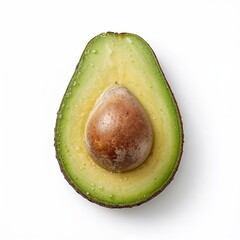 Fresh avocado cut in half revealing seed and smooth green flesh
