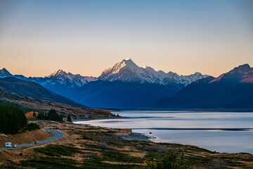 Mount Cook and Lake Pukaki at Sunset