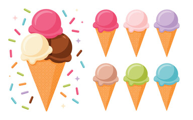 Delicious Ice Cream Cones with Sprinkles Variety Pack