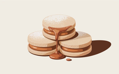 Delicious Alfajores Cookies with Caramel Filling