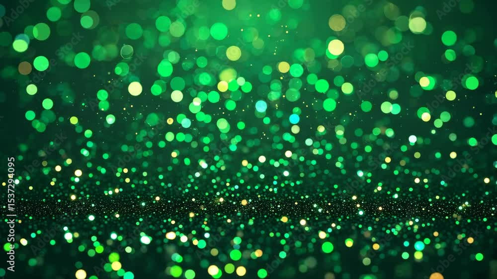 Aufkleber glittering green bokeh particles: a 4k abstract background for loop playback