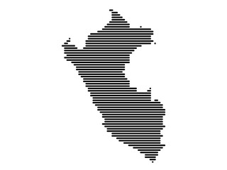Horizontal Lines Vector Map of Peru Medium