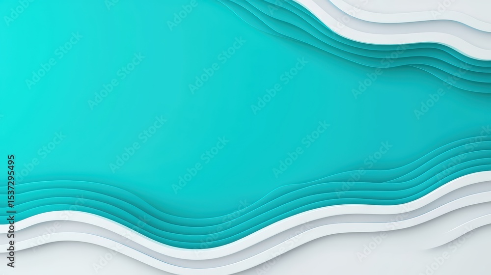 Aufkleber modern abstract background with wavy layers in turquoise and white for creative projects and digital