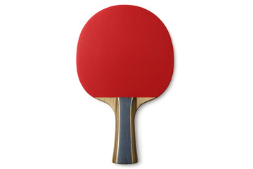 Red table tennis paddle isolated on transparent background, perfect for sports-themed projects or designs