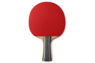 Red table tennis paddle isolated on transparent background, perfect for sports-themed projects or designs