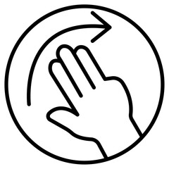 Hand, fingers, gesture, swipe, rotate icon Thin line vector design