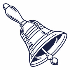 Bell icon in silver with vintage sketch style