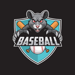 baseball club logo rat vector illustration design