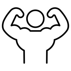 Man have strong muscles icon Thin line vector design