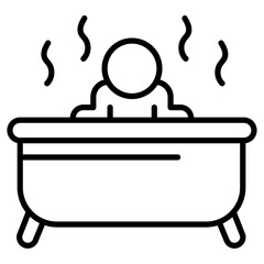 Man relaxing in jacuzzi icon Thin line vector design