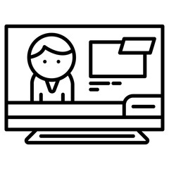 News presenter on TV show icon Thin line vector design