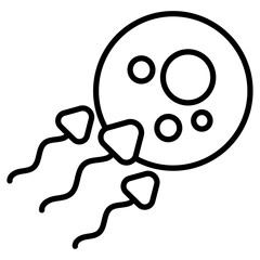 Ovule being fertilized by sperm icon Thin line vector design