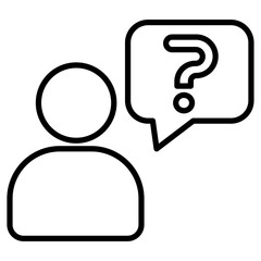 Person asking question icon Thin line vector design
