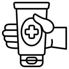 Relief gel on arm icon Thin line vector design