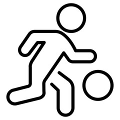 soccer player with ball icon Thin line vector design