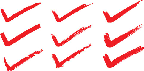 abstract hand drawn brush stroke check mark, vector illustration.