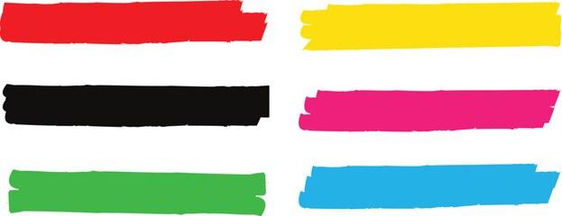set of hand drawn colored marker lines. colored grunge stroke marker vector illustration.