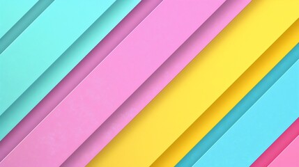 Vibrant diagonal stripes in pastel colors create a playful and dynamic background
