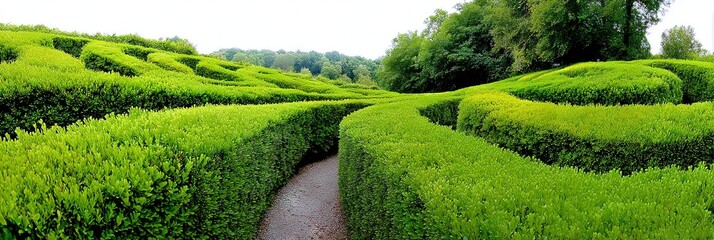 photo of gorgeous hedge maze with green bushes for walls