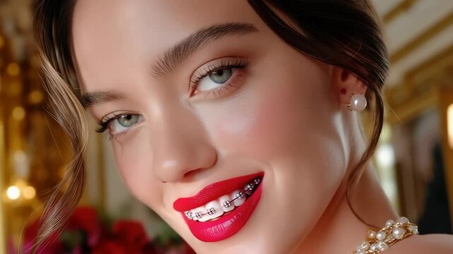 Orthodontic style: enamel glow, aligned teeth, bite balance, arc symmetry, polished surface, facial harmony, smile structure, oral hygiene, dental shape, tooth contour, clear finish, natural tone