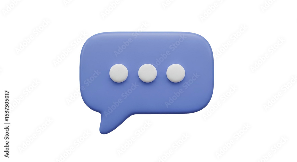 Poster illustration of a periwinkle speech bubble with three white dots indicating someone is typing messag