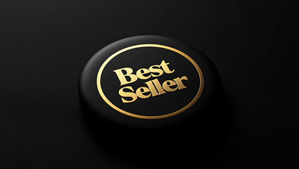 Black circle best seller badge gold lettering