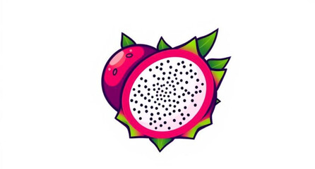 Dragon fruit icon, Dragon fruit vector, Dragon fruit illustration, Whole dragon fruit, Sliced dragon fruit, Pink dragon fruit, White flesh dragon fruit, Red dragon fruit, Yellow dragon fruit, Pitaya f