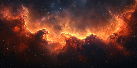 Fototapeta premium Vivid cosmic nebula illuminated by stellar activity in a distant galaxy