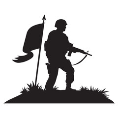 Soldier Silhouette with Flag
