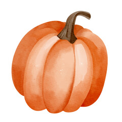Hand drawn watercolor pumpkin for seasonal autumn decor and design