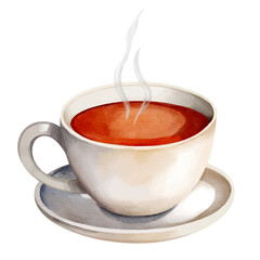Watercolor warm tea mug for autumn and hygge design. Hand drawn fall illustration