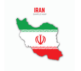 Simple Map and flag of Iran Isolated on White Background.