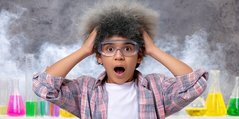 photo of shocked kid after a science lab exploded