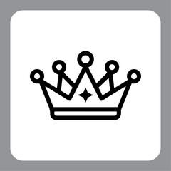 Vector crown icon on a metal internet button with golden royal design and luxury symbolism