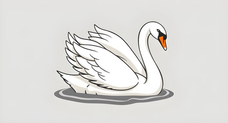Swan icon, Swan vector, Swan illustration, Elegant bird, White swan, Graceful swan, Swan in water, Floating swan, Swan silhouette, Swan outline, Swan clipart, Beautiful bird, Swan with long neck, Maje