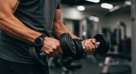 Elderly man and woman training with dumbbells in a gym, building strength and health
