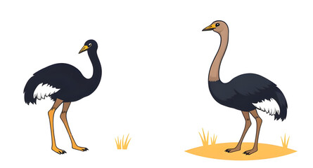 Ostrich icon, Ostrich vector, Big bird, Flightless bird, Ostrich silhouette, Ostrich outline, Running ostrich, Fast bird, Ostrich illustration, Cartoon ostrich, Cute ostrich, Ostrich with long neck, O