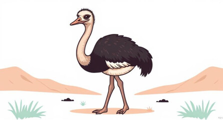 Ostrich icon, Ostrich vector, Big bird, Flightless bird, Ostrich silhouette, Ostrich outline, Running ostrich, Fast bird, Ostrich illustration, Cartoon ostrich, Cute ostrich, Ostrich with long neck, O