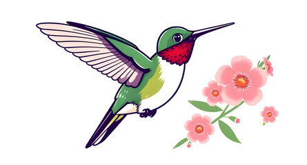 Hummingbird icon, Hummingbird vector, Small bird icon, Flying bird, Colorful hummingbird, Bird near flower, Nectar bird, Hovering bird, Hummingbird silhouette, Hummingbird outline, Tiny bird illustrat
