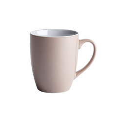 Elegant Light Pink Ceramic Mug with Smooth Finish Ideal for Coffee or Tea Beverages in Minimalist Style on transparent background